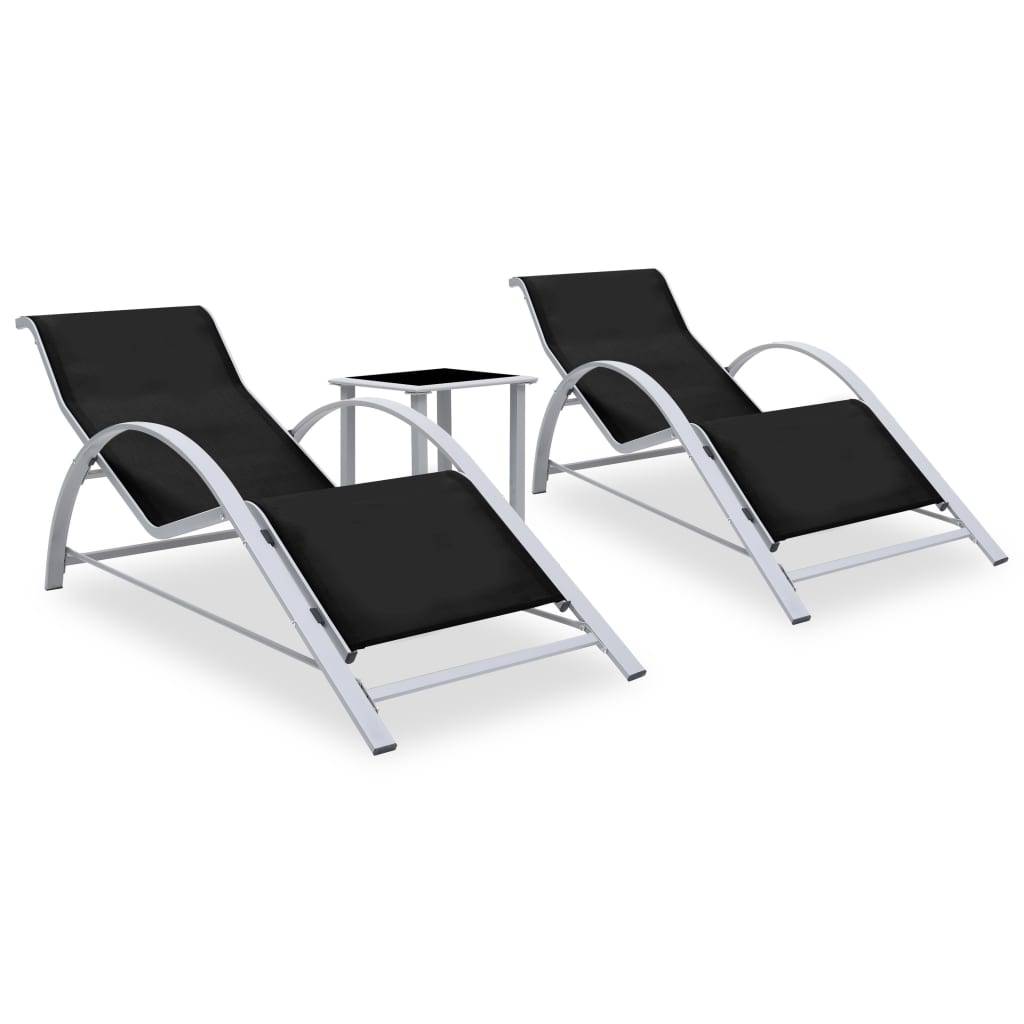 Vidaxl - Chaises longues lot de 2 avec table aluminium noir vidaXL 310534 - Image 1