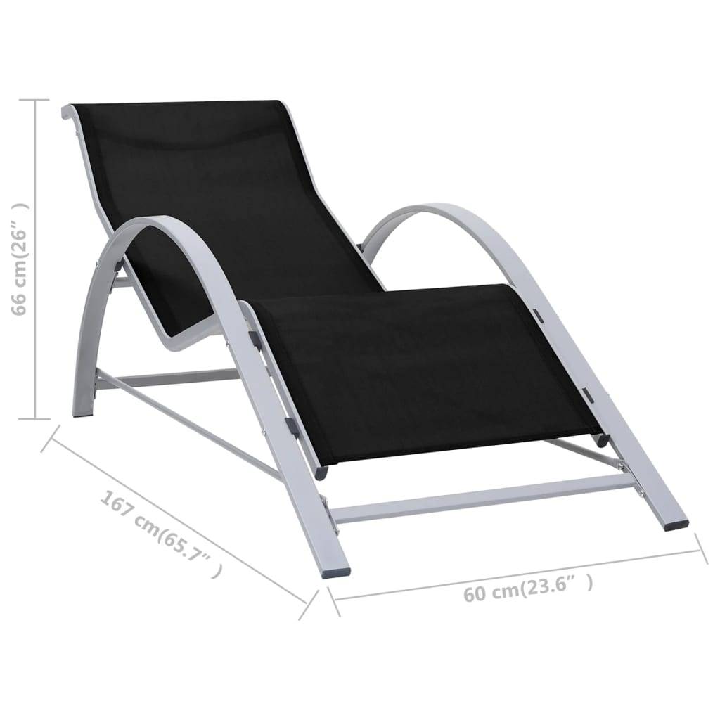 Vidaxl - Chaises longues lot de 2 avec table aluminium noir vidaXL 310534 - Image 3