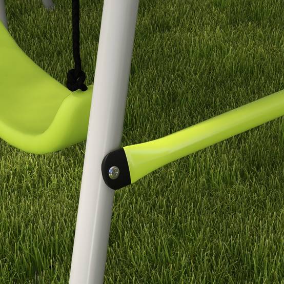 Balançoire jardin extérieur avec 1 siège simple et 1 planeur, traitement anti-UV, 255×160×180 cm, gris et vert, longue durée de vie - Image 9