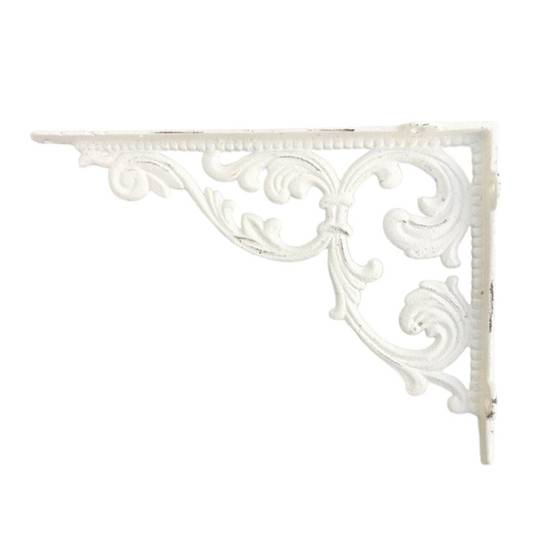 Equerre murale étagère vintage ancienne fonte blanche 20 x 29 cm Chemin de campagne - Image 1