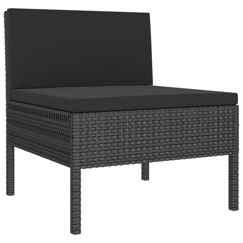Helloshop26 - Salon de jardin meuble d'extérieur ensemble de mobilier 9 pièces avec coussins résine tressée noir - Image 2