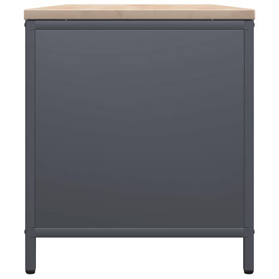 Range-bûches banc en acier et bois Stockage multifonction 100cm Anthracite - ComfortXL Outdoor Living - Image 7