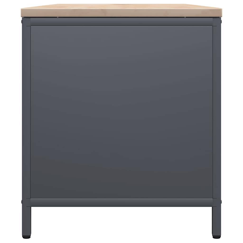 Range-bûches banc en acier et bois Stockage multifonction 100cm Anthracite - ComfortXL Outdoor Living - Image 7