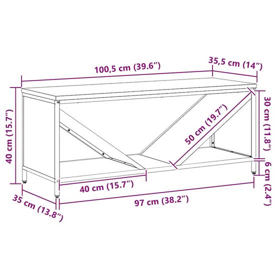 Range-bûches banc en acier et bois Stockage multifonction 100cm Anthracite - ComfortXL Outdoor Living - Image 6