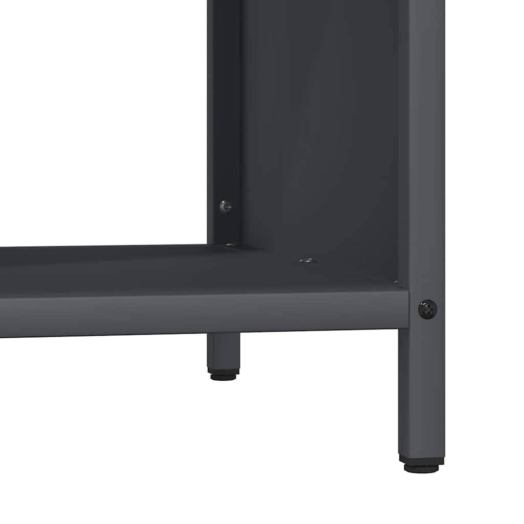 Range-bûches banc en acier et bois Stockage multifonction 100cm Anthracite - ComfortXL Outdoor Living - Image 9