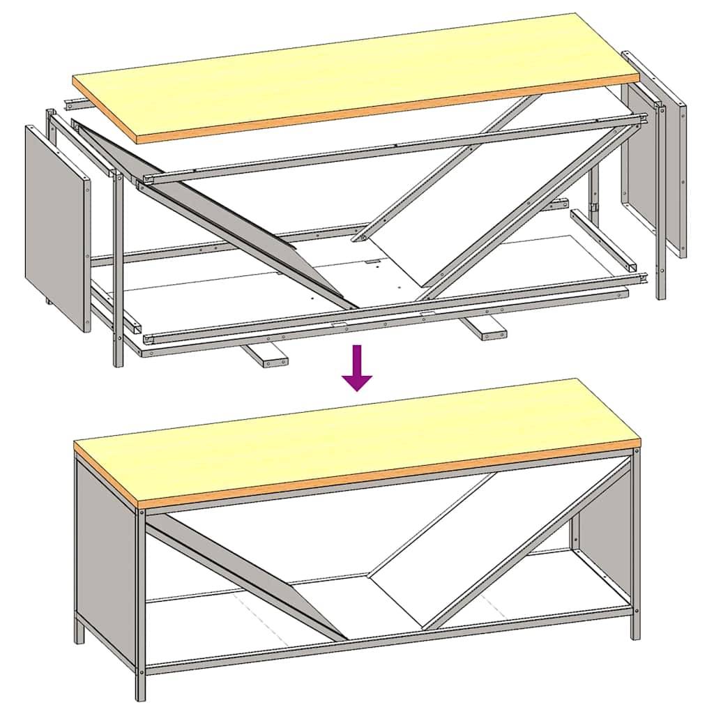 Range-bûches banc en acier et bois Stockage multifonction 100cm Anthracite - ComfortXL Outdoor Living - Image 10