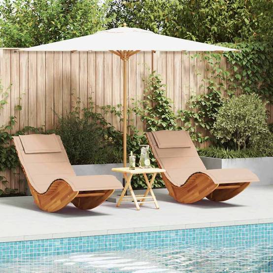PANGIVO - Transat bois acacia marron 60 x 154 x 74 cm avec coussin, Poids :30.6kg - PANGIVO - Image 1