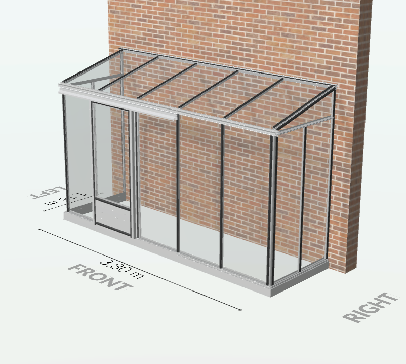 5m²  -  Serre en verre 4 mm securit  - Euro Midi serre adossée - Alu - 5m² - ALUMINIUM - L'atelier Des Serres - Image 4