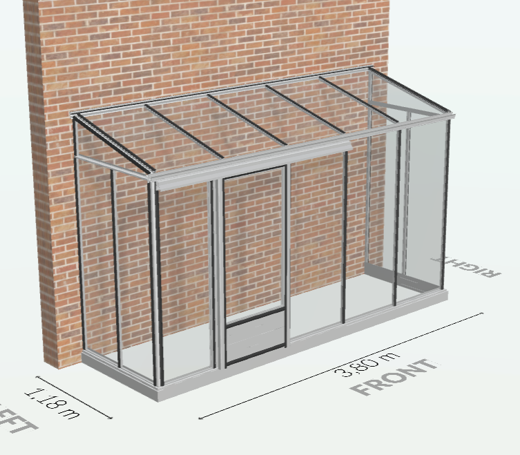 5m²  -  Serre en verre 4 mm securit  - Euro Midi serre adossée - Alu - 5m² - ALUMINIUM - L'atelier Des Serres - Image 3