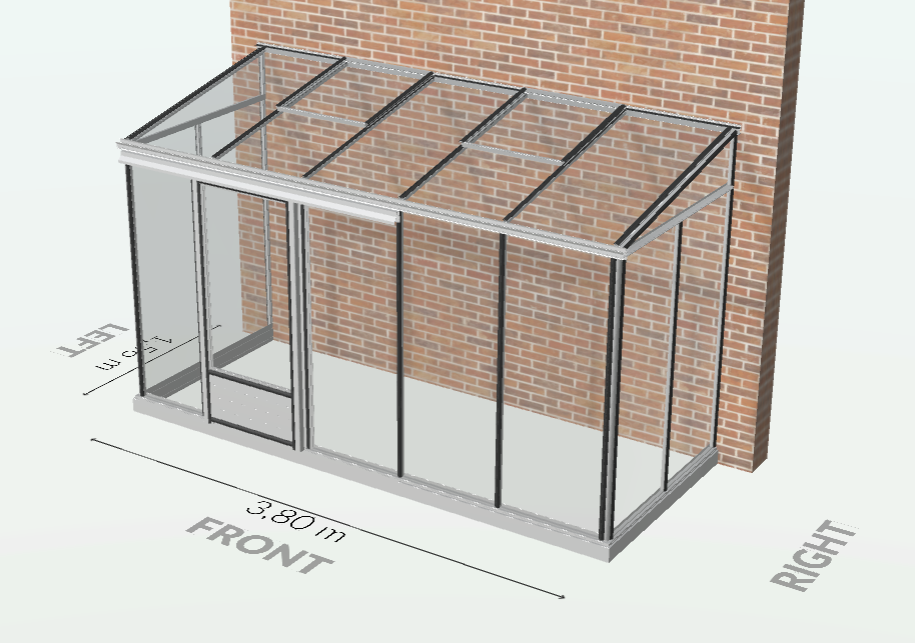 5m²  -  Serre en verre 4 mm securit  - Euro Midi serre adossée - Alu - 5m² - ALUMINIUM - L'atelier Des Serres - Image 6