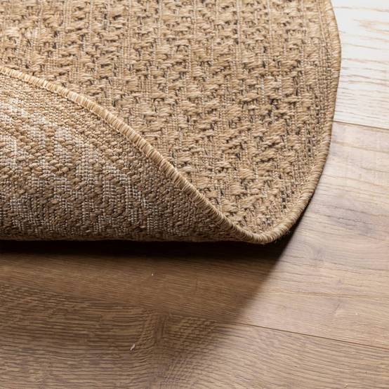 Tapis Rond Extérieur en Polypropylène Aspect Jute Naturel pour Terrasse et Jardin Brun 120 cm – ComfortXL Outdoor Living - Image 7