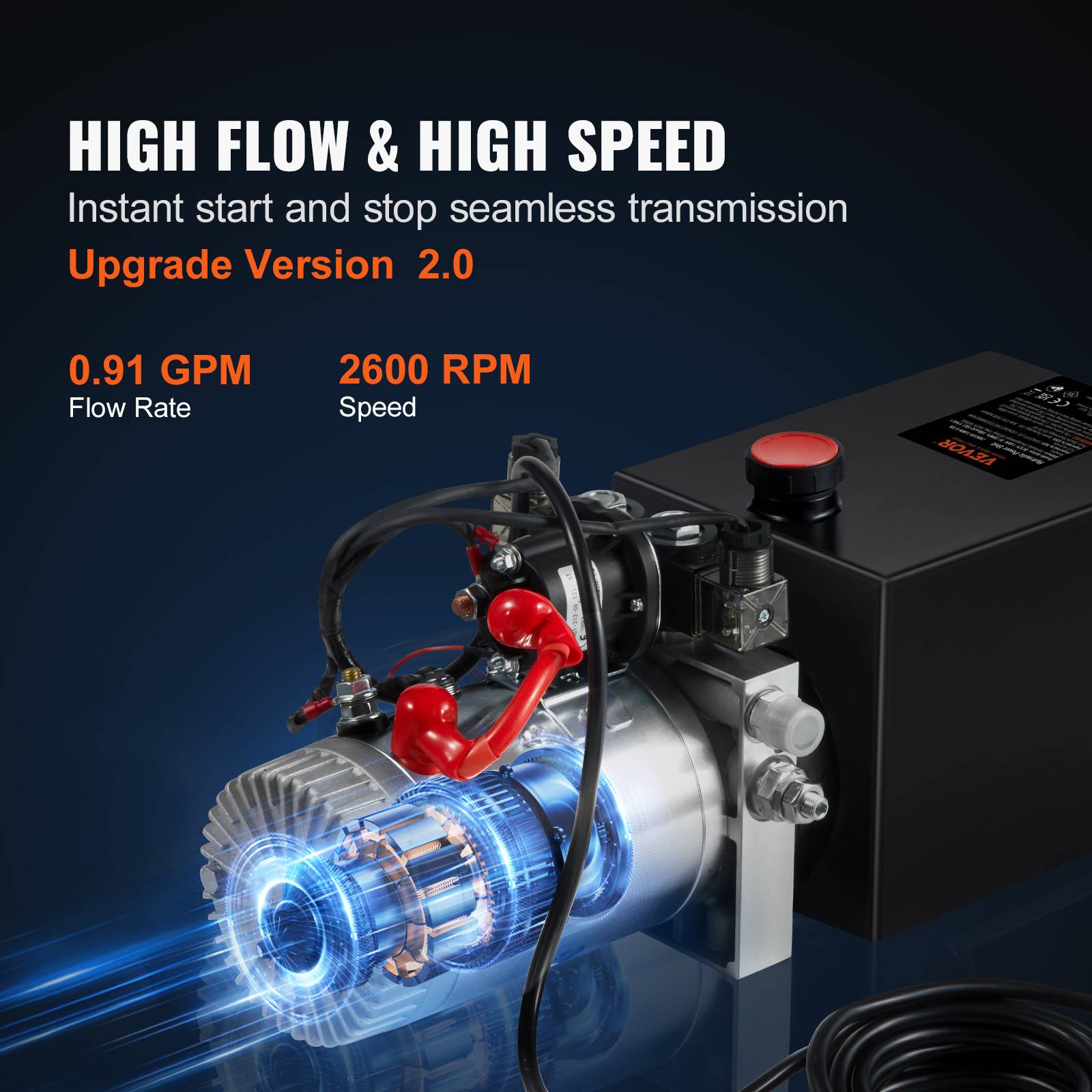VEVOR Pompe hydraulique DC 12V 6L double effet débit 3,44 L/min pression 22 MPa pour camion benne nacelle levage. - Image 4