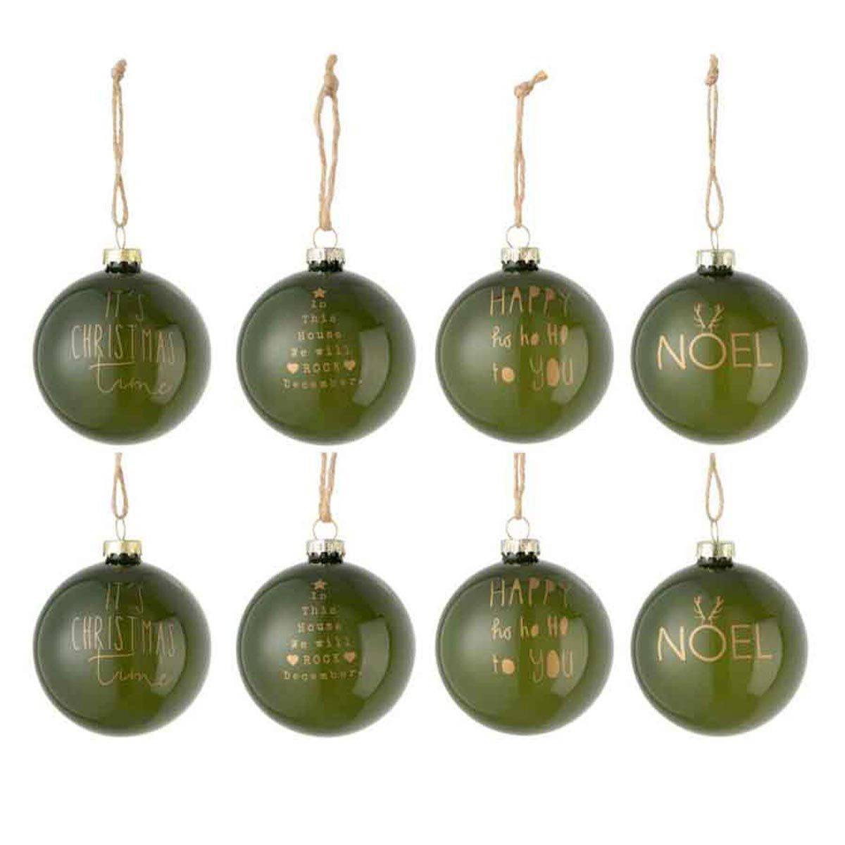 Lot de 8 Boules de Noël "Xmas" 8cm Vert - Image 1