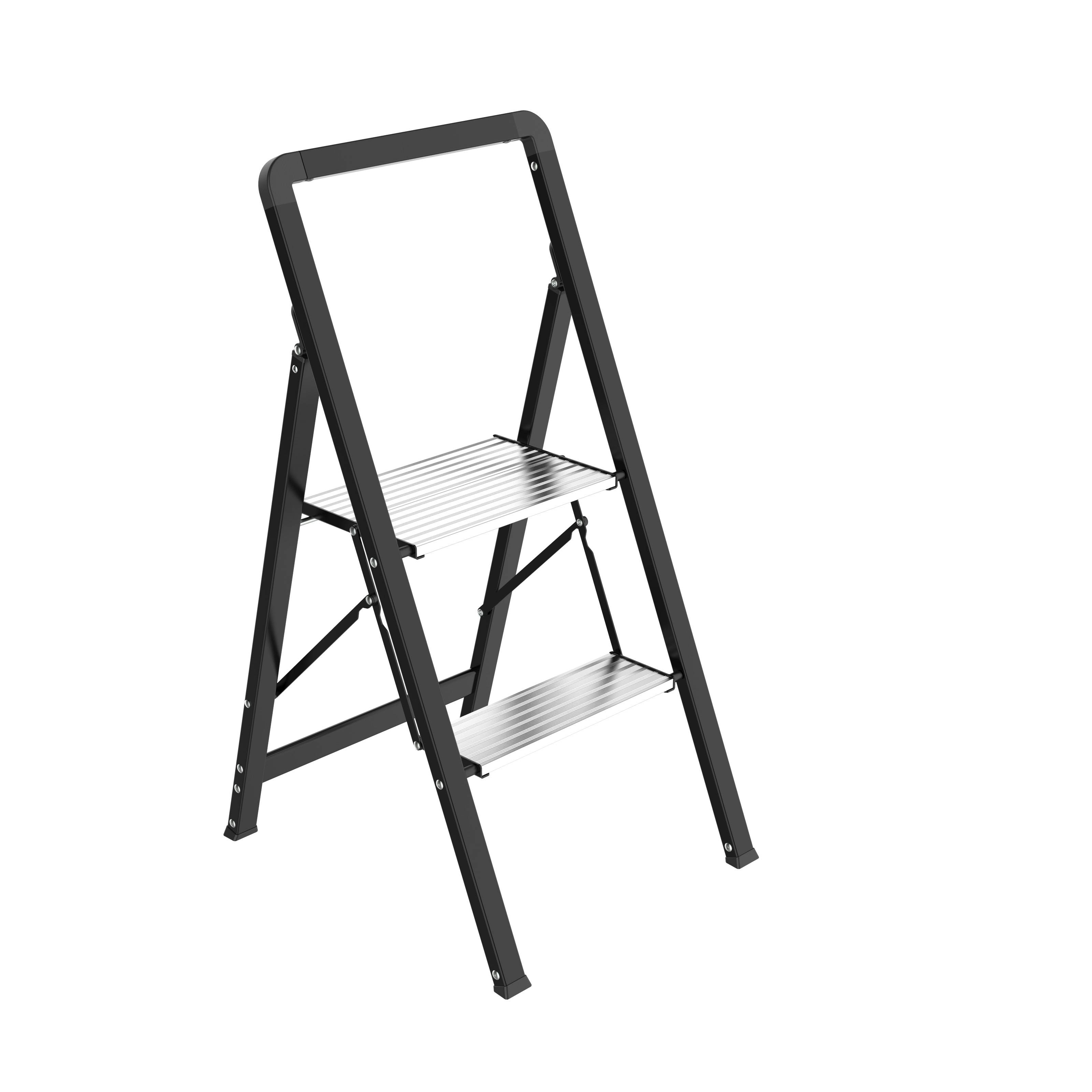 Escabeau 2 marches ultra plat, léger, plateforme antidérapante, 150 kg - ESCALO - Image 1