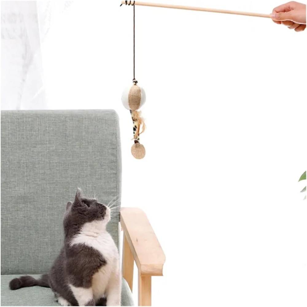 Kit 3 jouets à plume pour chat - Baguette interactive 40cm - Stimulation ludique - Living123 - Image 3