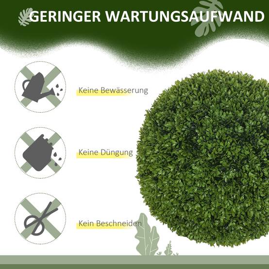 Lot 2 Boules Buis Artificielles Plastique Intérieur Extérieur Anti-UV 40cm Vert - ComfortXL Outdoor Living - Image 8