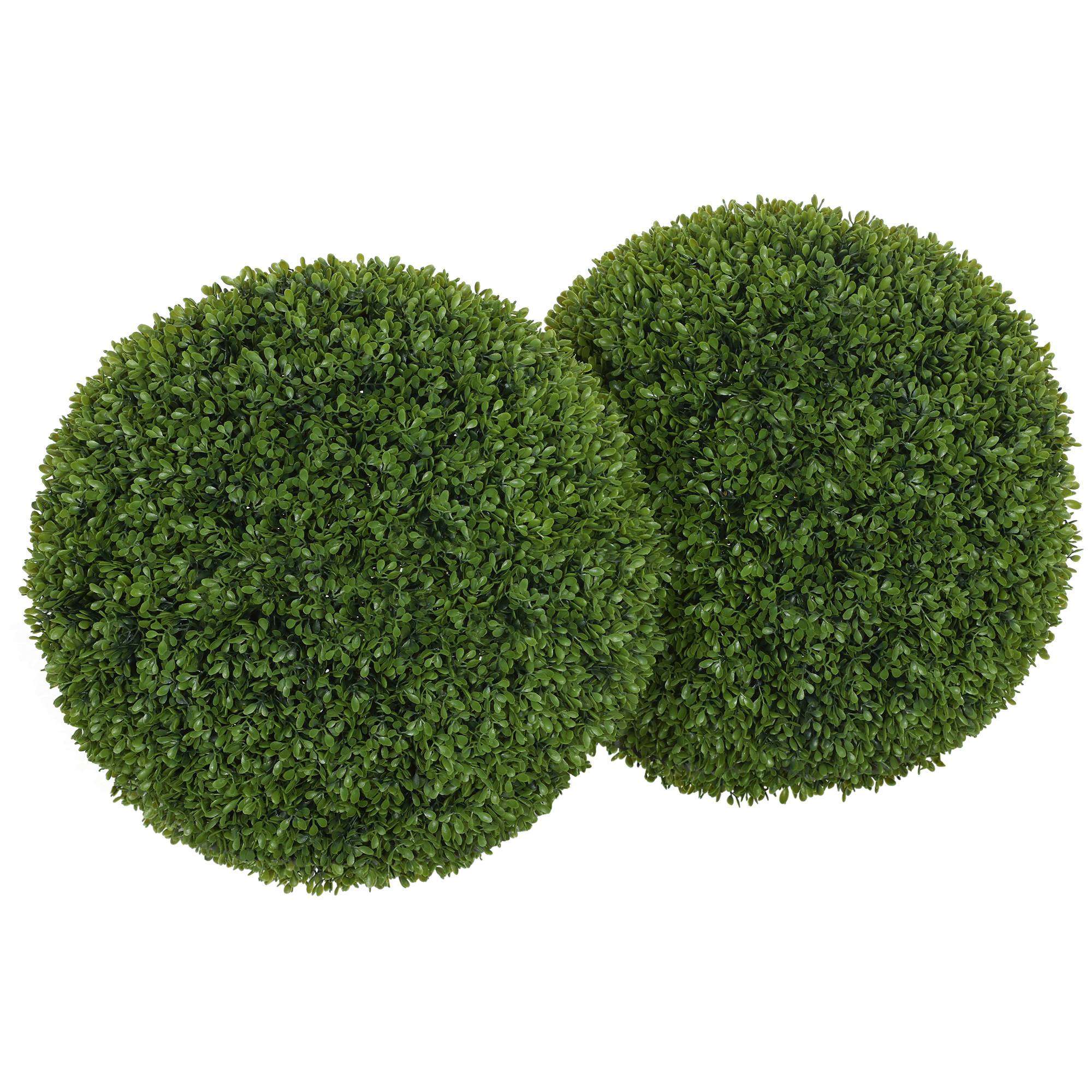 Lot 2 Boules Buis Artificielles Plastique Intérieur Extérieur Anti-UV 40cm Vert - ComfortXL Outdoor Living - Image 2