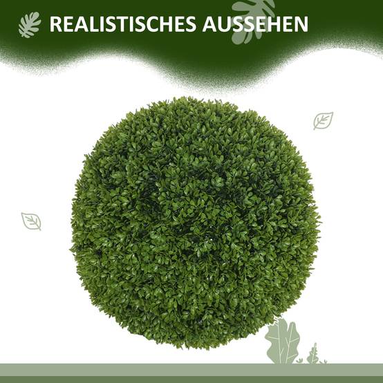 Lot 2 Boules Buis Artificielles Plastique Intérieur Extérieur Anti-UV 40cm Vert - ComfortXL Outdoor Living - Image 6