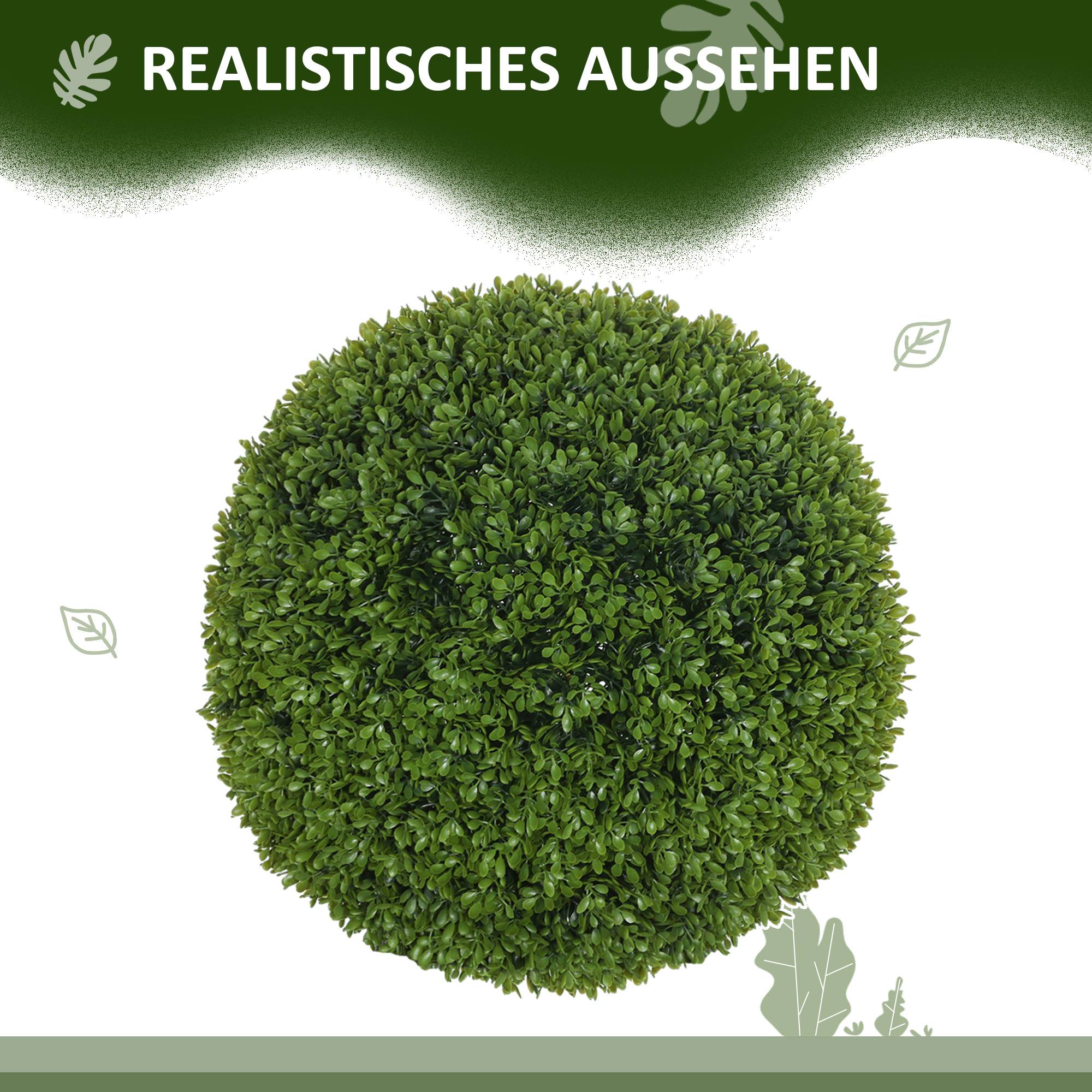 Lot 2 Boules Buis Artificielles Plastique Intérieur Extérieur Anti-UV 40cm Vert - ComfortXL Outdoor Living - Image 6