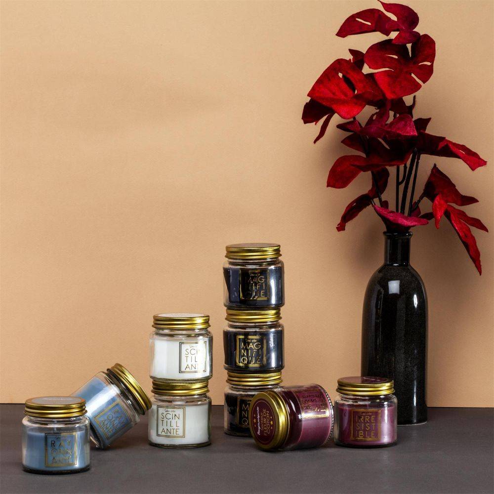The Home Deco Factory - Bougie en pot message scintillant senteur fleur de coton (Lot de 3) - Image 2