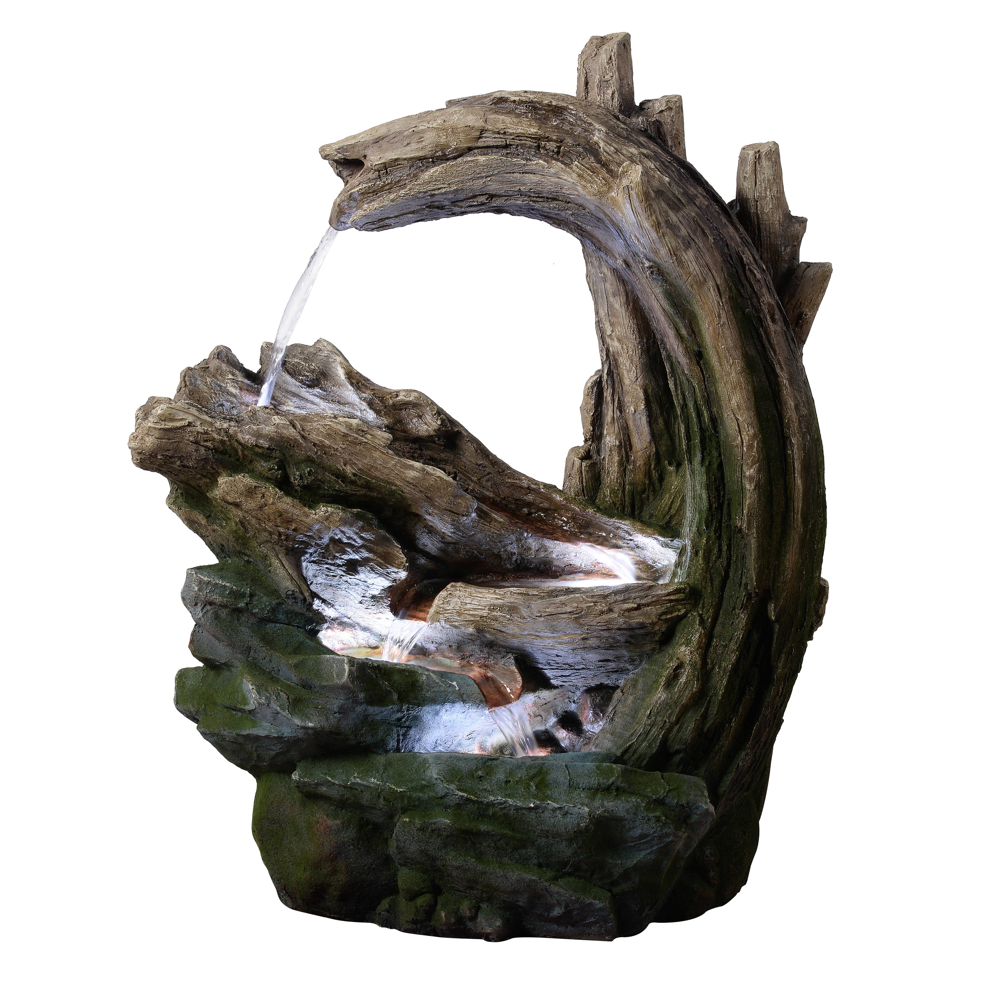 Fontaine jardin extérieure ruisseau forêt LED, 82cm, Gris, Teamson Home - Image 1