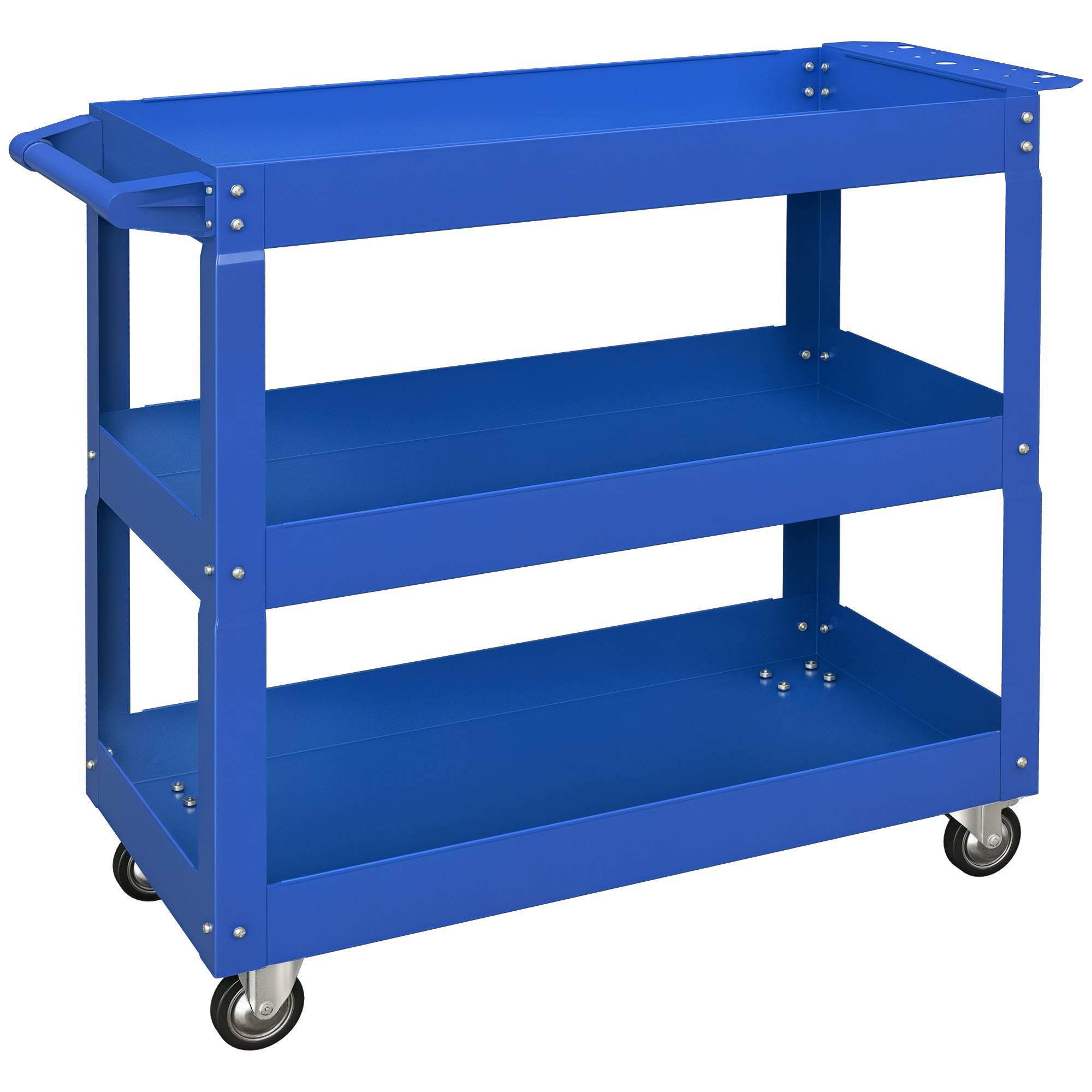 Sans Marque - Chariot à outils à 3 niveaux, 4 roues, Acier, 83 L x 35,3 P x 76 H cm, Bleu - Image 1