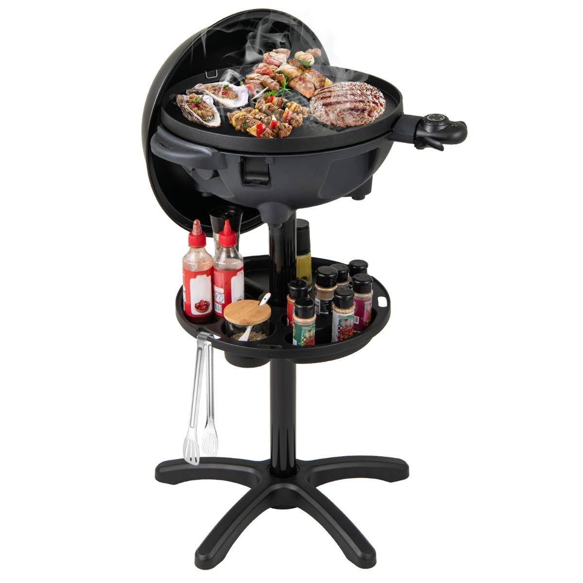 Maison Chic - Barbecue Electrique 1 200W pour Intérieur et Extérieur Plaque de Cuisson Antiadhésive à 2 Zones Température Réglable Jardin Noir - Image 5