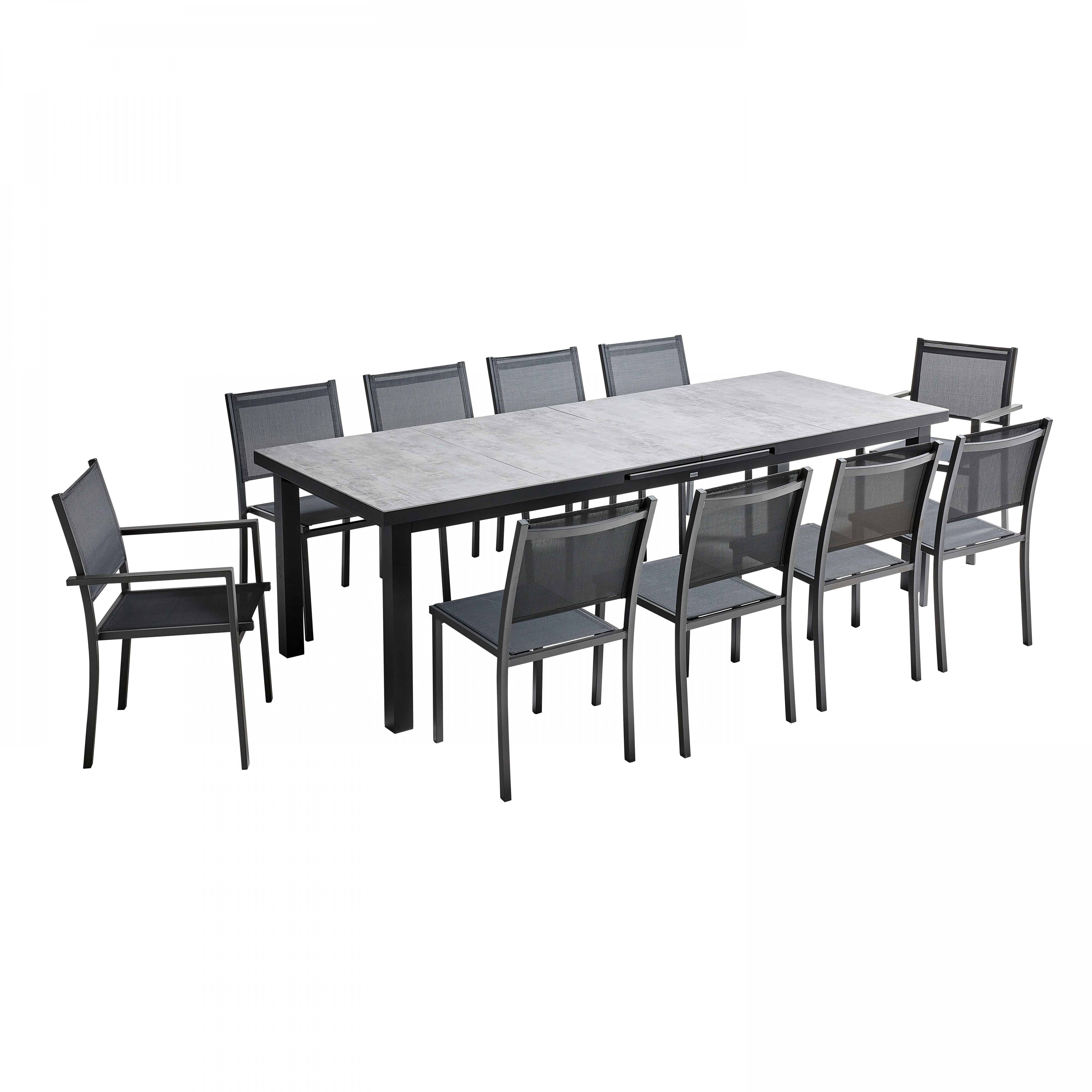 Oviala - Ensemble table de jardin avec 8 chaises et 2 fauteuils béton Melbourne - Oviala - Image 4