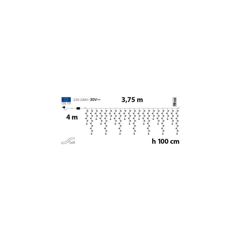 Lotti - Guirlande stalactites flocons de neige H1m 136 LED blanc froid et bleu 8 modes câble blanc Lotti - Image 2