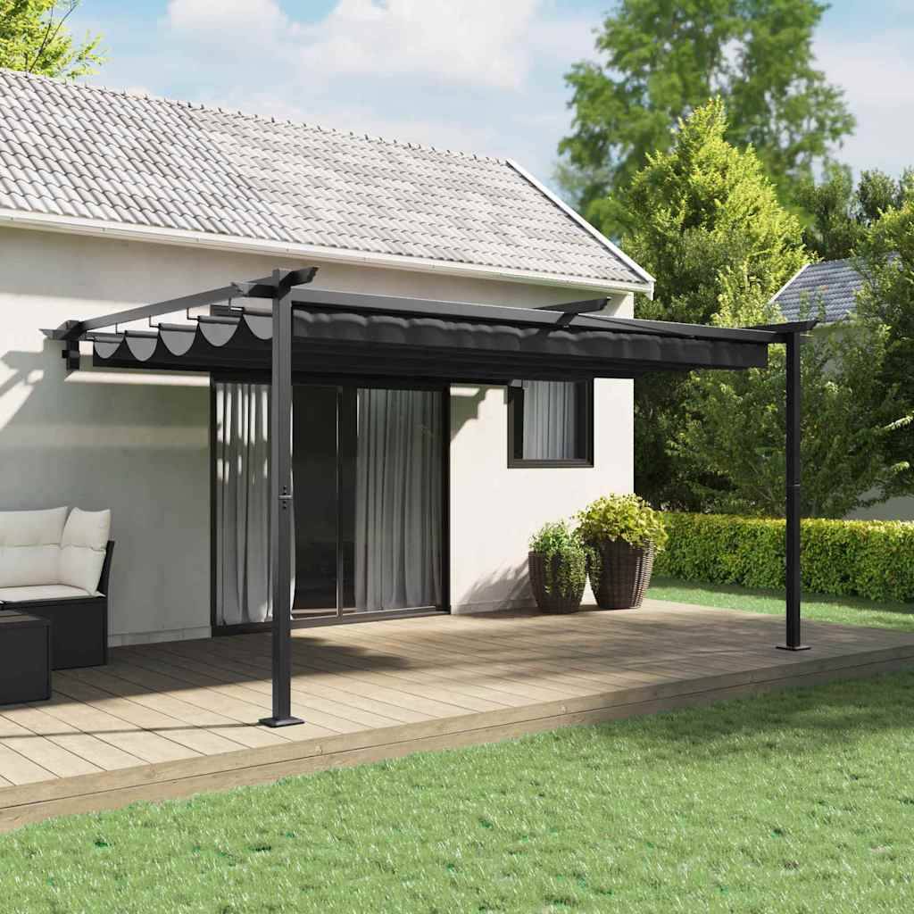 ComfortXL - Pergola Murale Adossée Acier Toit Rétractable 4x3 m Anthracite pour Terrasse - ComfortXL Outdoor Living - Image 1