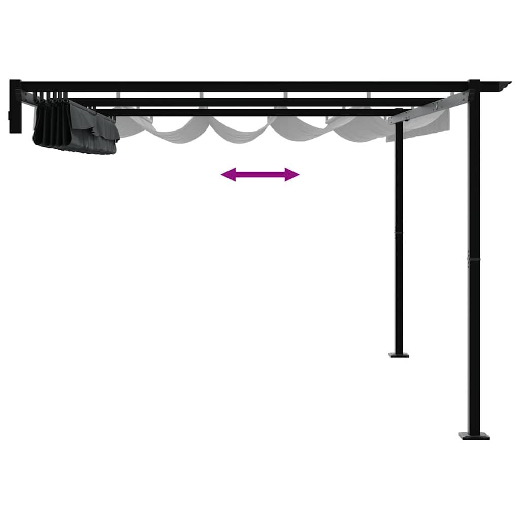 ComfortXL - Pergola Murale Adossée Acier Toit Rétractable 4x3 m Anthracite pour Terrasse - ComfortXL Outdoor Living - Image 9