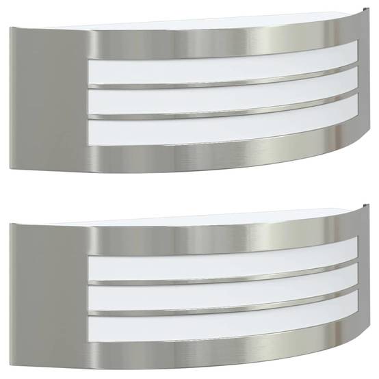 2pcs Appliques murales extérieures - Lampes murales extérieures Argent 32 x 10 x 10 cm g15 - Image 1