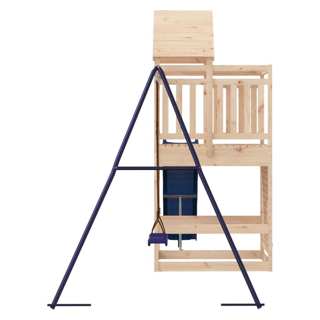 Helloshop26 - Aire de jeux d'extérieur balançoires toboggan portiques robuste jeux jardin 454 x 199 x 249 cm bois de pin massif - Image 3