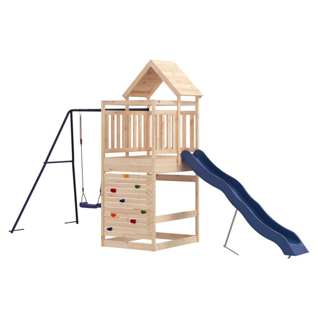 Helloshop26 - Aire de jeux d'extérieur balançoires toboggan portiques robuste jeux jardin 454 x 199 x 249 cm bois de pin massif - Image 1