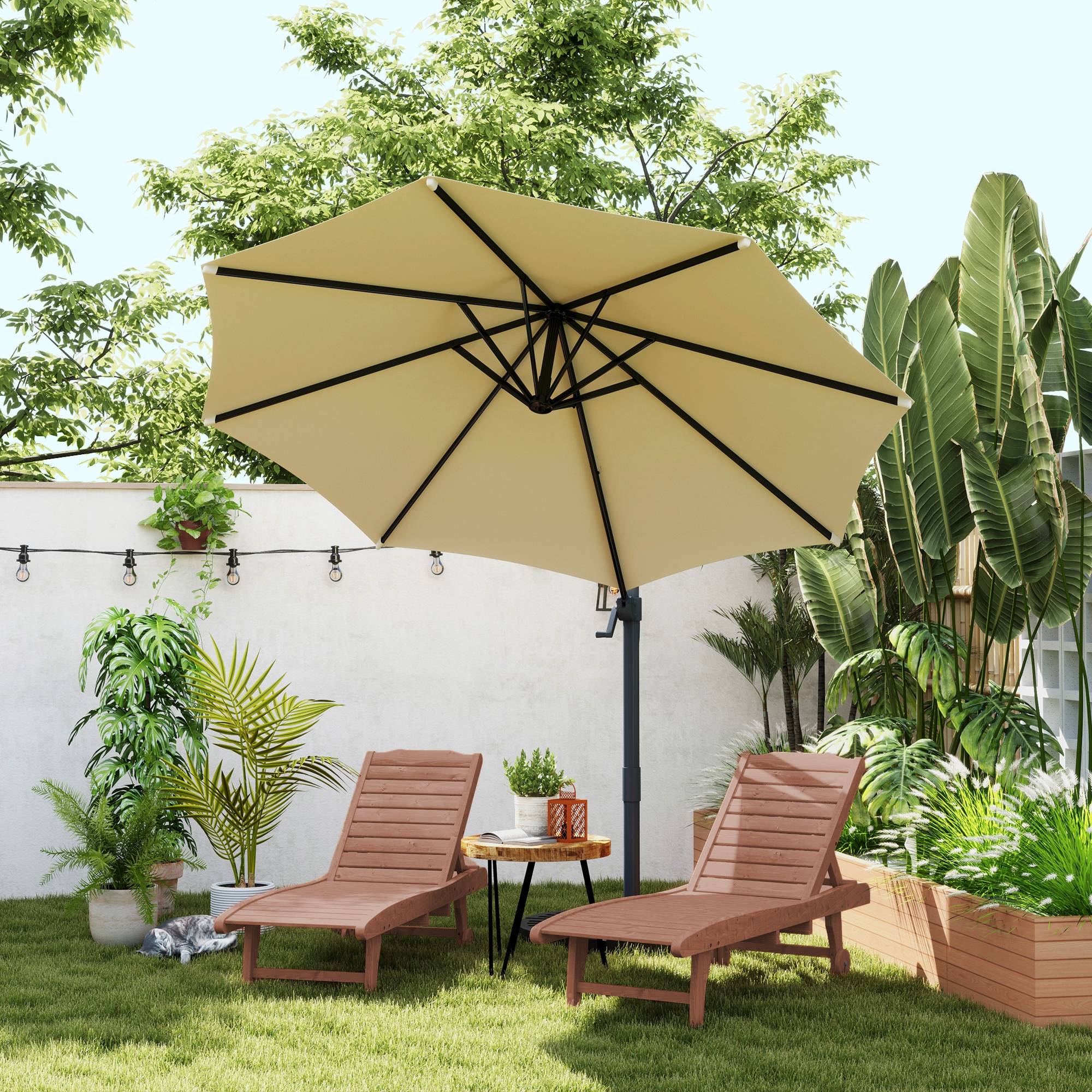Bain de soleil style colonial, dossier 3 positions réglable, roulettes, tablette, bois de sapin pré-huilé - Image 10