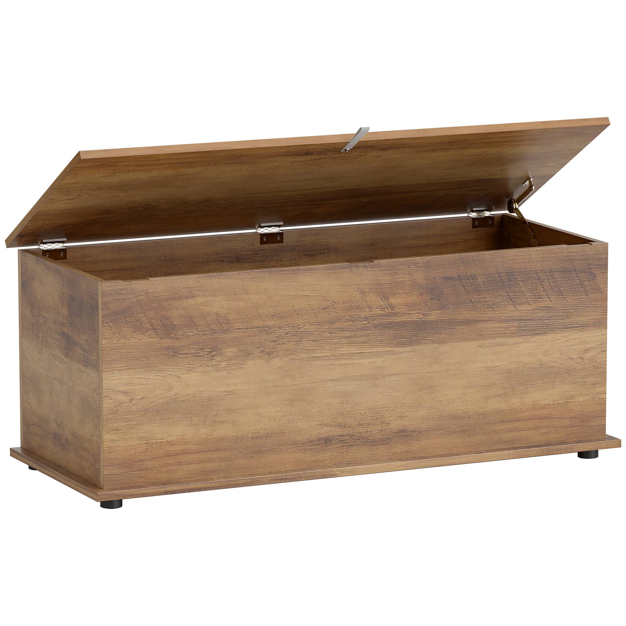 Banc coffre rangement multifonction bois blanc, meuble entrée chambre avec espace stockage 100x40x40 cm moderne - Image 1