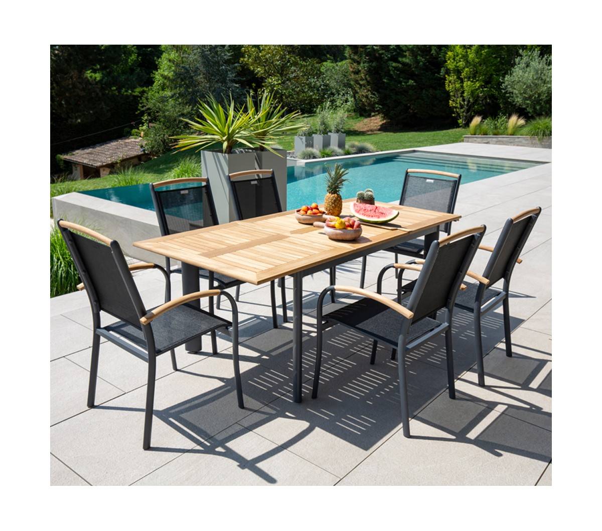 Ozalide - Ensemble table et chaises de jardin - 6 places en Aluminium - CABOURG - Image 1