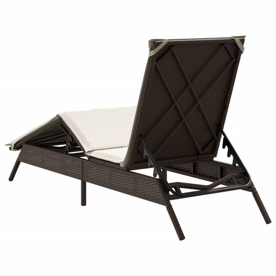 Chaise longue résine tressée marron avec coussin 170/200 x 59 x 26/50/64/75/85 cm - PANGIVO - Image 6