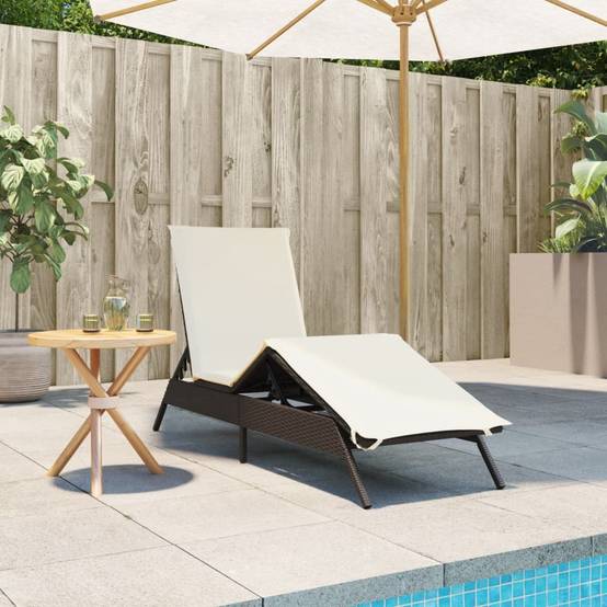 Chaise longue résine tressée marron avec coussin 170/200 x 59 x 26/50/64/75/85 cm - PANGIVO - Image 3