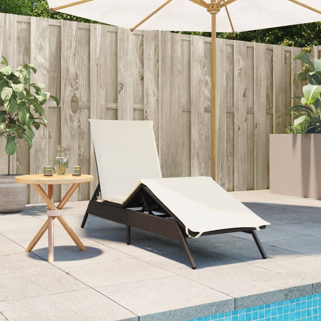 Chaise longue résine tressée marron avec coussin 170/200 x 59 x 26/50/64/75/85 cm - PANGIVO - Image 3