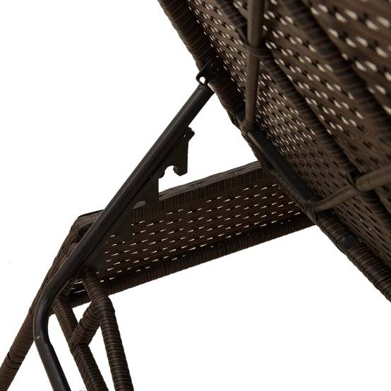 Chaise longue résine tressée marron avec coussin 170/200 x 59 x 26/50/64/75/85 cm - PANGIVO - Image 9