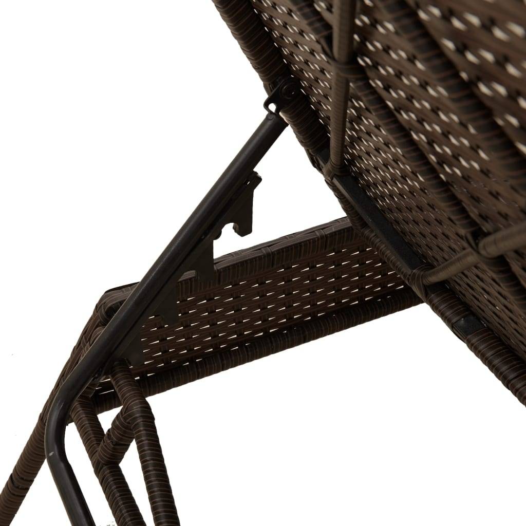 Chaise longue résine tressée marron avec coussin 170/200 x 59 x 26/50/64/75/85 cm - PANGIVO - Image 9