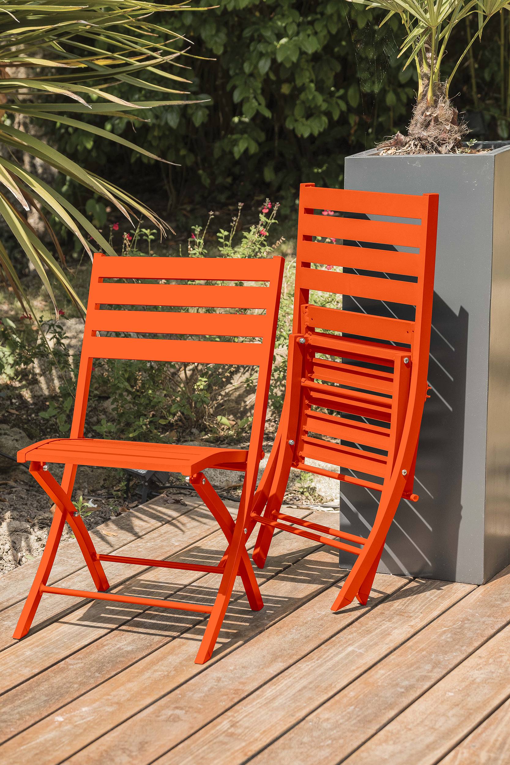City Garden - Lot de 2 chaises de jardin en aluminium - Orange - MARIUS - Image 1