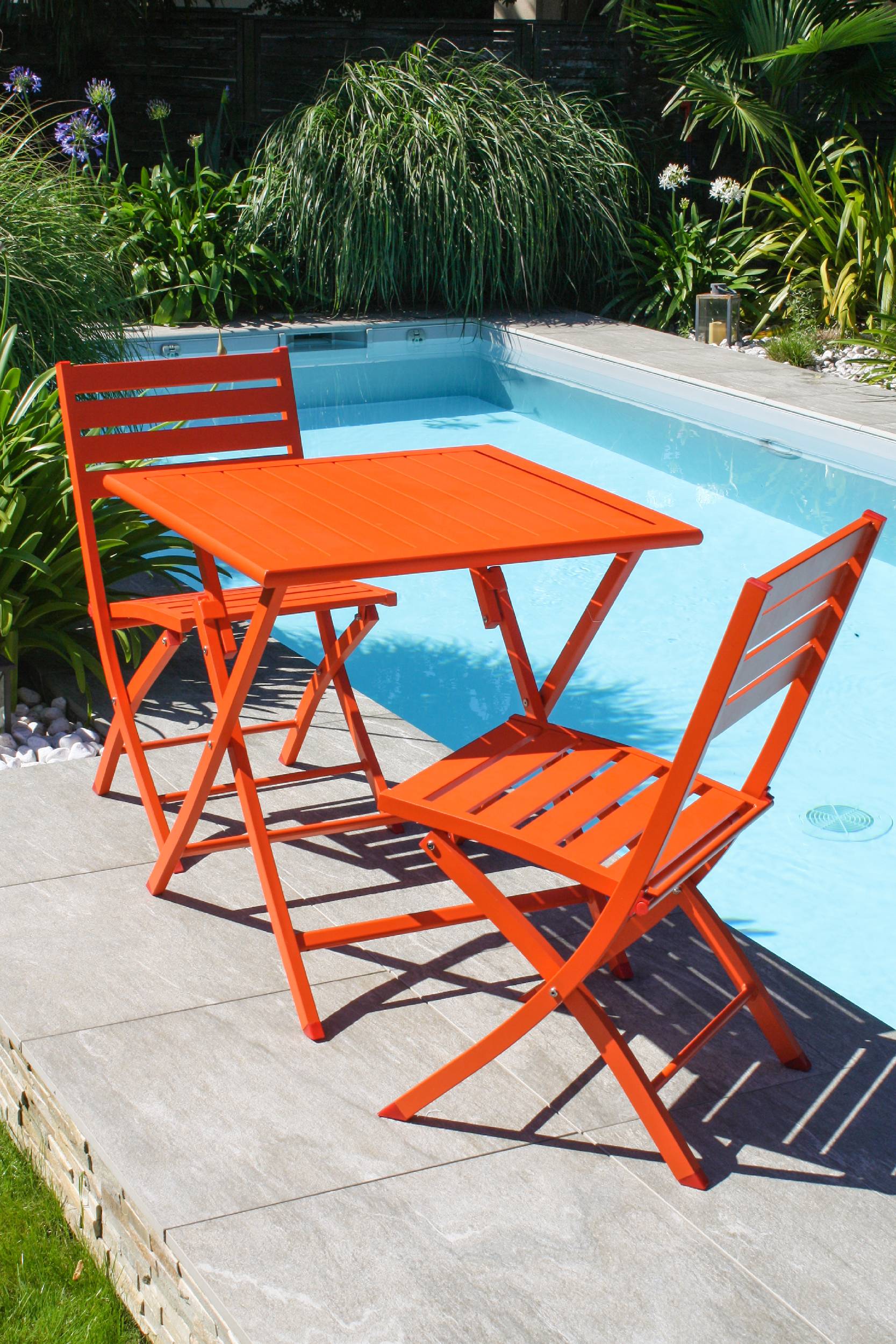 City Garden - Lot de 2 chaises de jardin en aluminium - Orange - MARIUS - Image 4