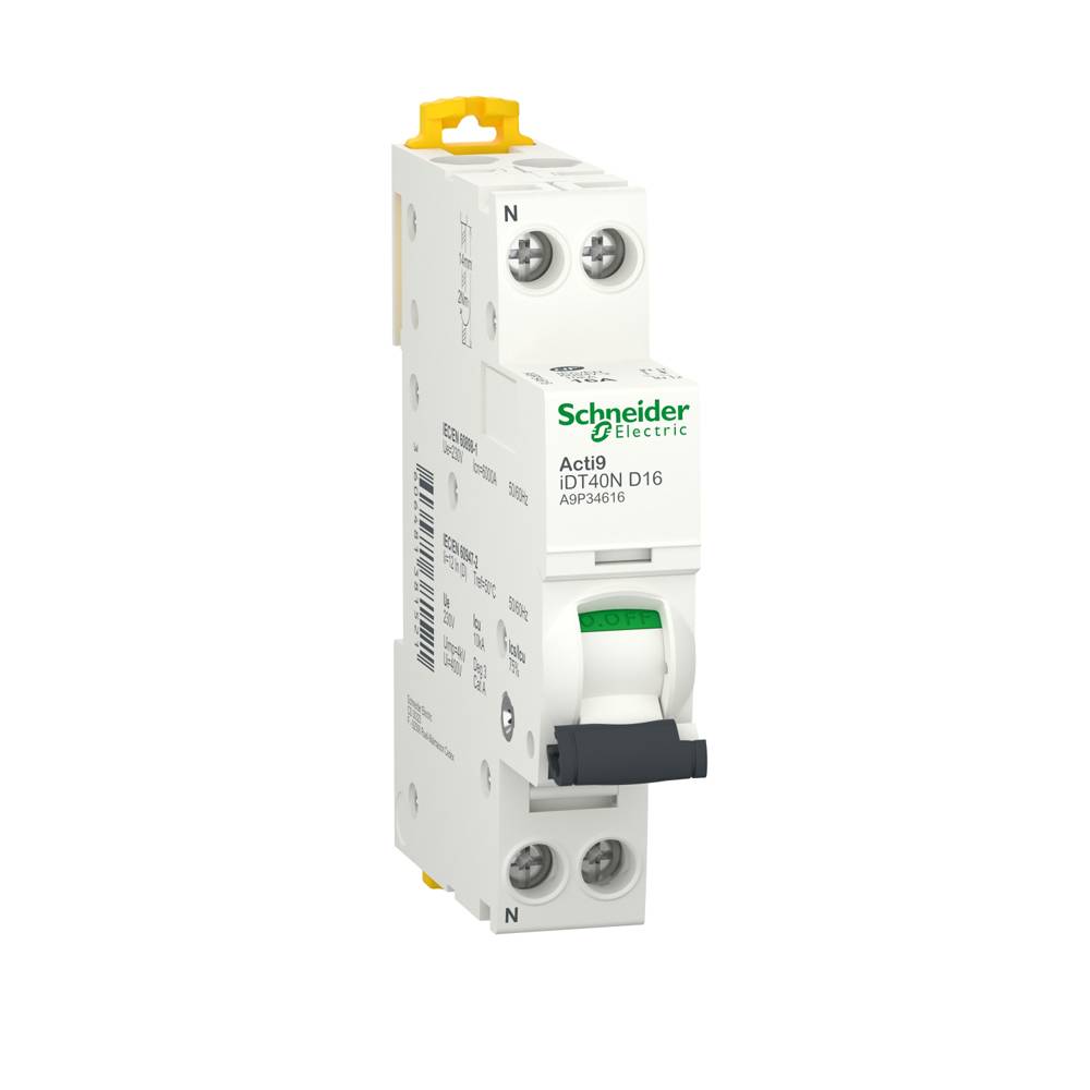 Schneider Electric - Disjoncteur modulaire ACTI9 iDT40N 1P+N 16A 6000A / 10kA - SCHNEIDER ELECTRIC - A9P34616