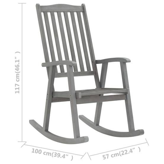 Maison Chic - Chaise à bascule - Chaise de jardin gris bois d'acacia massif HL61 - Image 7