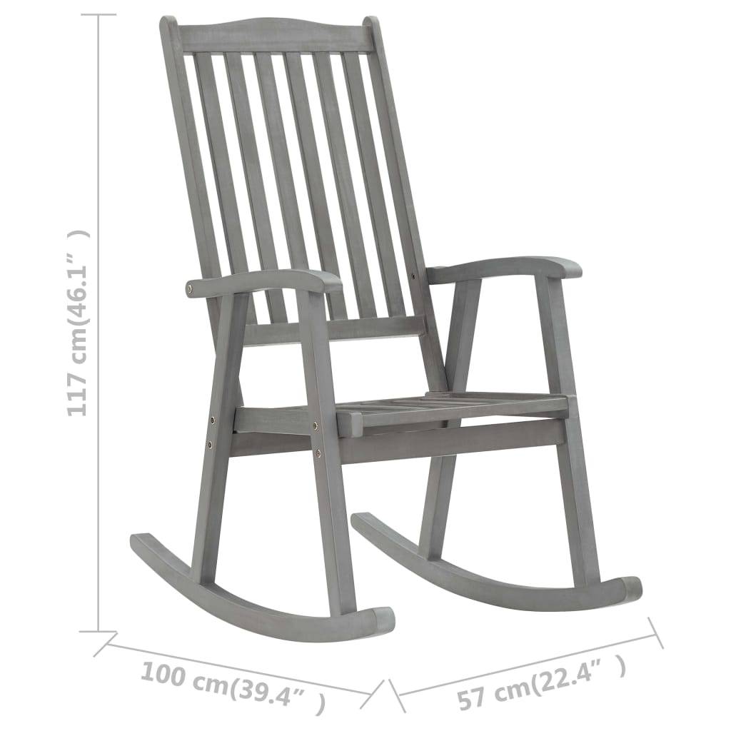 Maison Chic - Chaise à bascule - Chaise de jardin gris bois d'acacia massif HL61 - Image 7