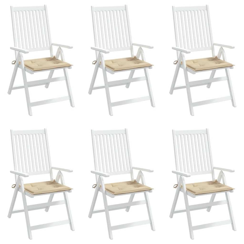 Lot de 6 Coussins de Siège Rembourrés Tissu Oxford pour Intérieur Extérieur Beige 50x50 cm – ComfortXL Outdoor Living - Image 4