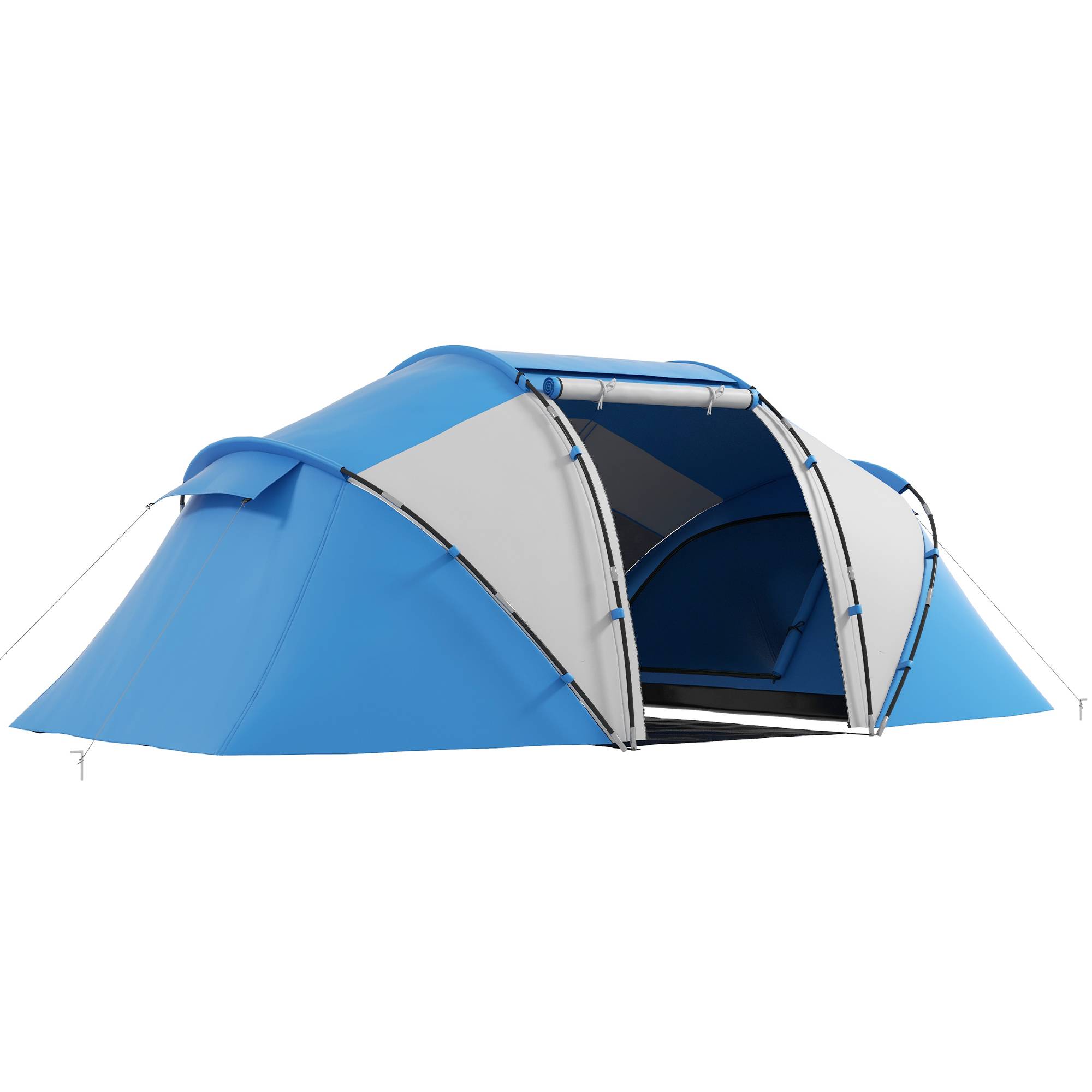 ComfortXL - Tente familiale 4 personnes polyester 2 chambres séjour imperméable bleu blanc - ComfortXL Outdoor Living - Image 1