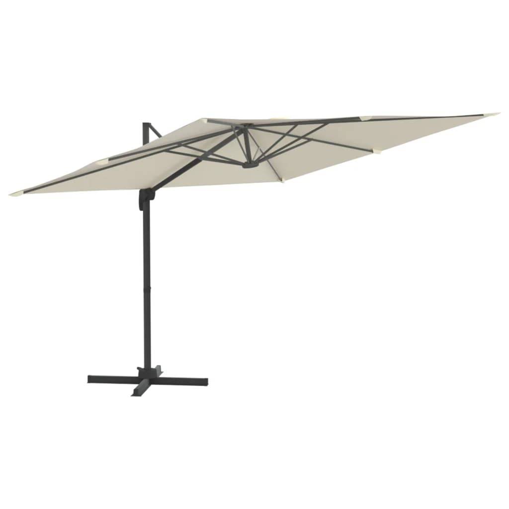 Helloshop26 - Parasol meuble de jardin déporté avec mât en aluminium blanc 400 x 300 cm sable - Image 1